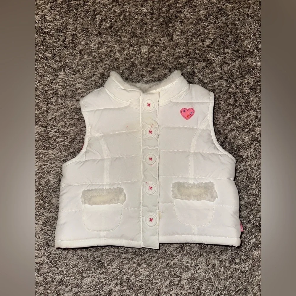 Vintage Baby Pink White Kids OshKosh B’Gosh 3/6 Mo. Puffer Vest Pink